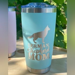 German Shepherd Mom 20 ounce stainless steel Tumbler in blue